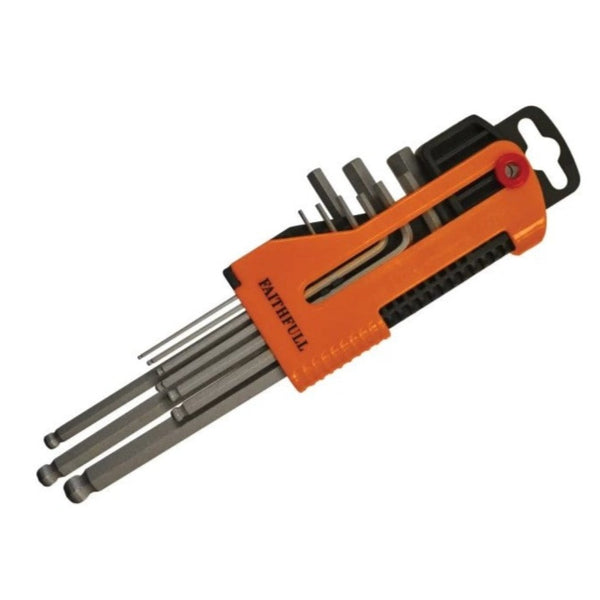 Faithfull Long Arm Ball End Hex Key Set Metric